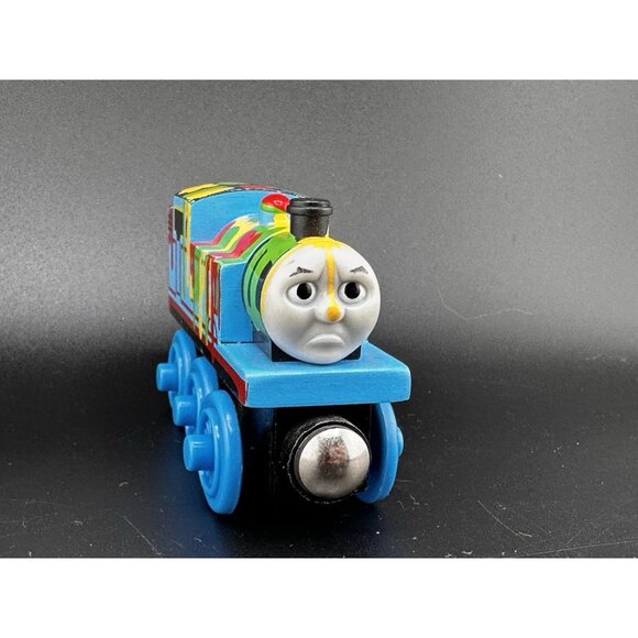 Paint Splattered Thomas The Train Wooden Railway Vtg 2003 Learning Curve Engine - Picture 6 of 14